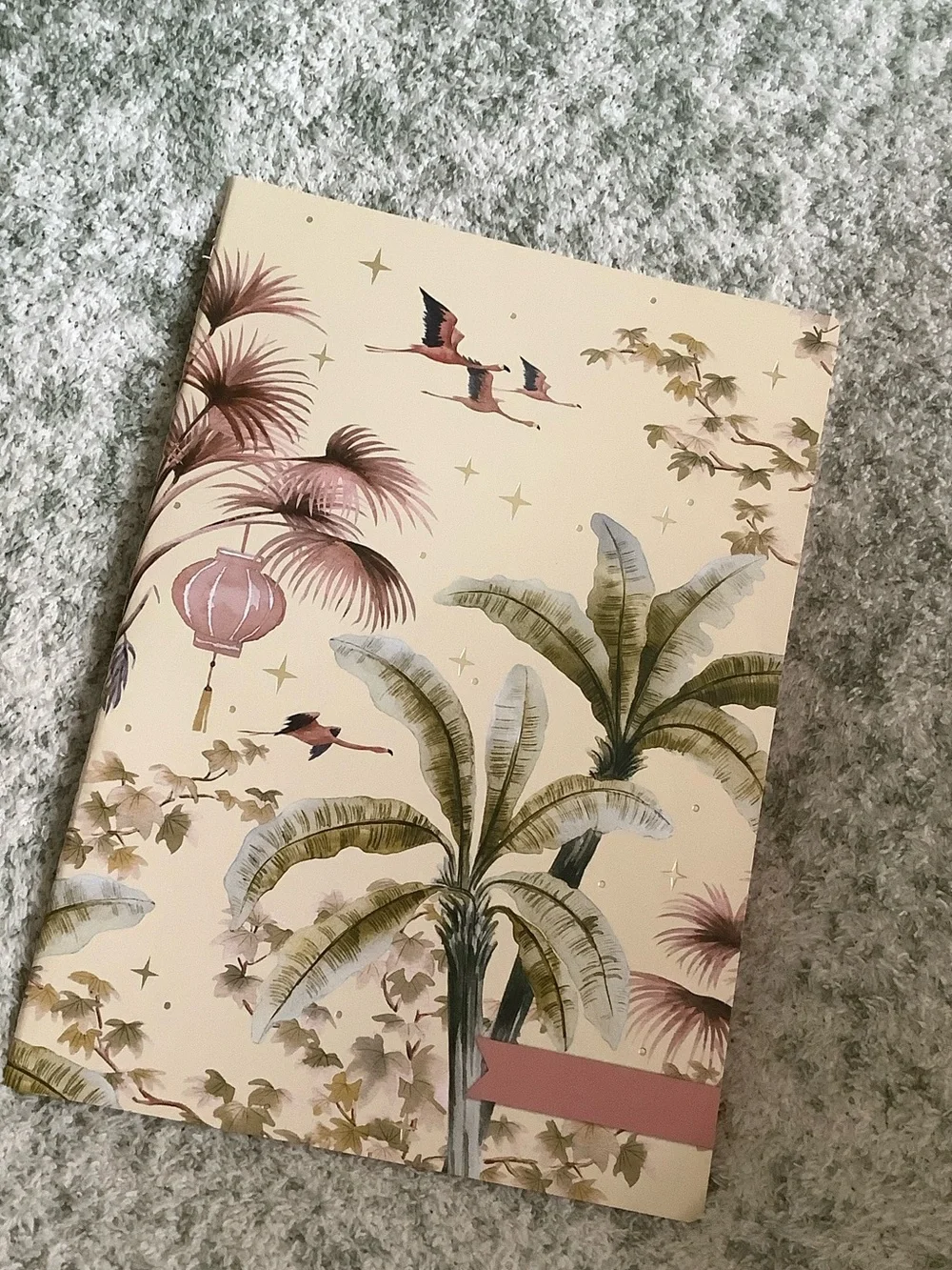 Tropical Flamingo Stars Palm Tree Journal Notebook Square Grid XL NWT by CLA